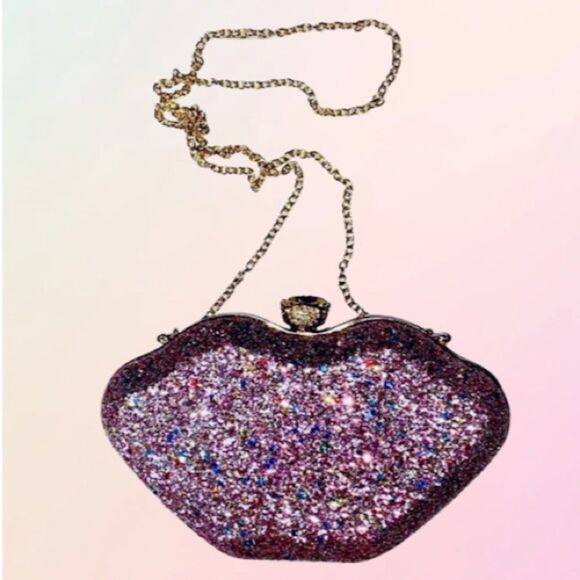 D’ Margeaux NY, Sequin Embellished Lip Silhouette Clutch - Picture 8 of 12